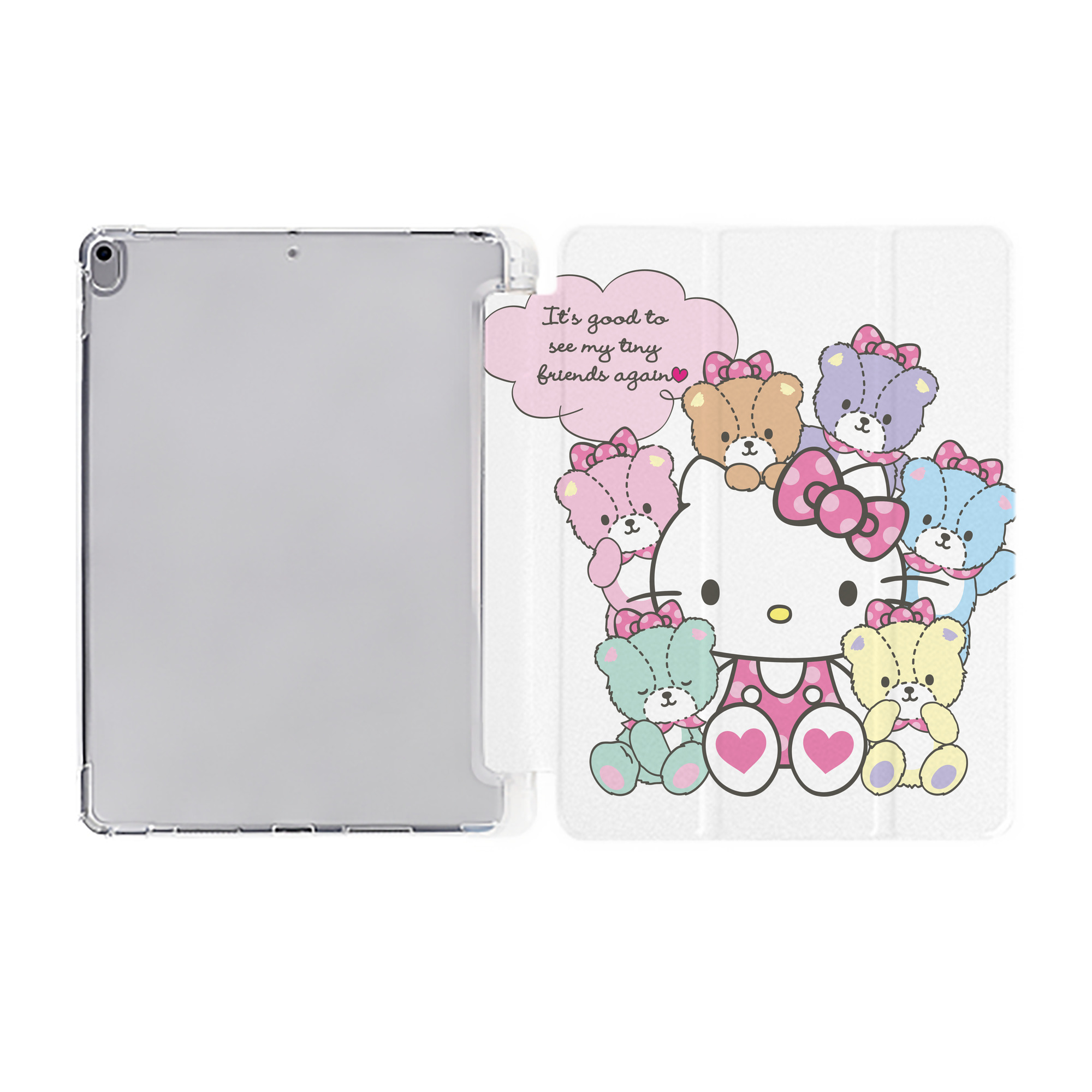 （画像用） Hello Kitty ハローキティ IPad ケース ペン収納付き 三つ折りスタンド PUレザー×シリコン 対応機種9.5/10.5/10.9インチ